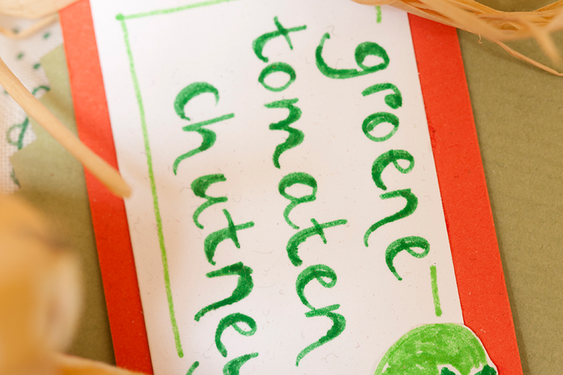 Labeltje van groene tomatenchutney